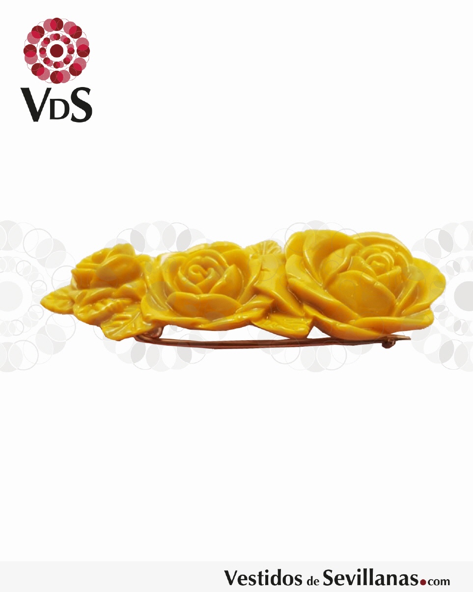 Broche tres rosas medianas, s&iacute;mil resina T.M_3col